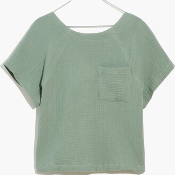 Madewell Lightspun Renwood Button-Back Top in Frosted Willow XS - Picture 1 of 5
